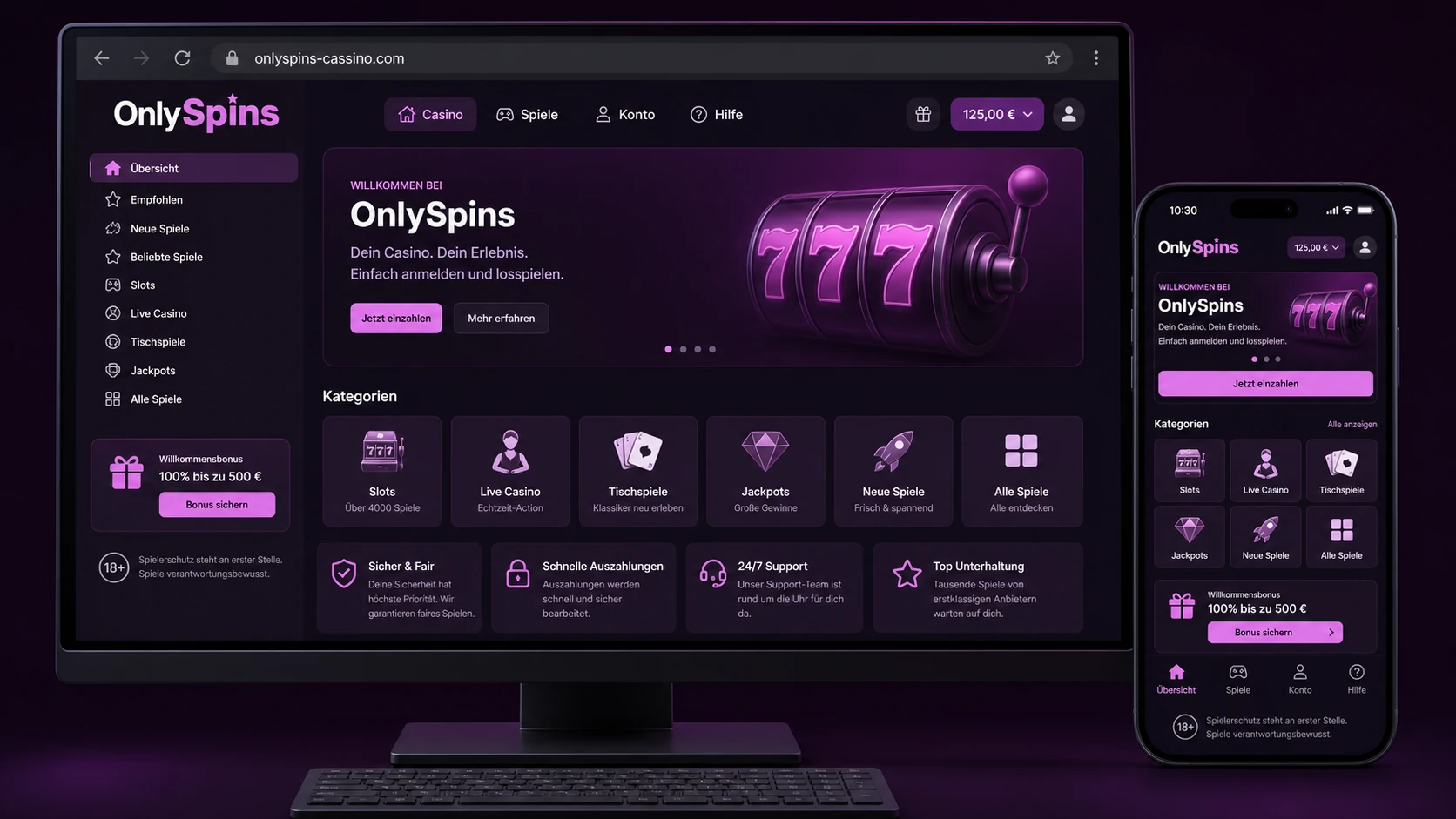 Überblick über OnlySpins